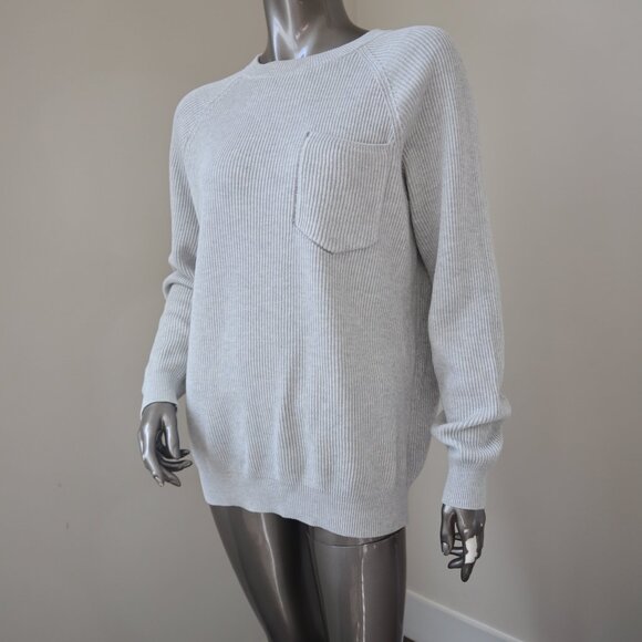 Brunello Cucinelli Sweaters - Brunello Cucinelli Gray Sweater Monili Ribbed Cotton Knit Size Large